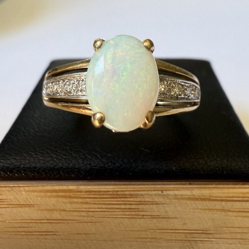9ct gold opal solitaire ring - opal,