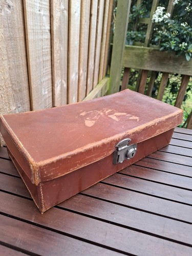 Vintage small leather suitcase - small,