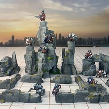 Huge Rock Stones Set Hand Painted Wargame Terrain and Scenery With Cave Entrance