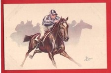 HORSE RACING.  PURPLE AND WHITE SILKS LOVELY ITALIAN ART