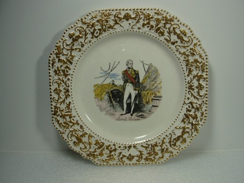 Octagonal pottery plate with - octagonal,