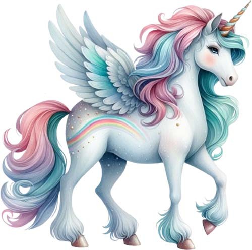 Watercolour baby unicorn wall - watercolour,