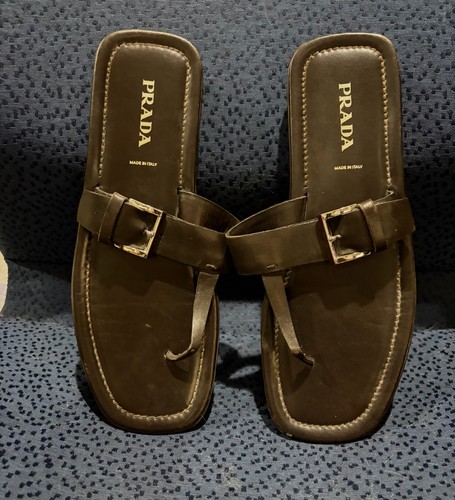 Prada vtg leather thong buckle - vtg,