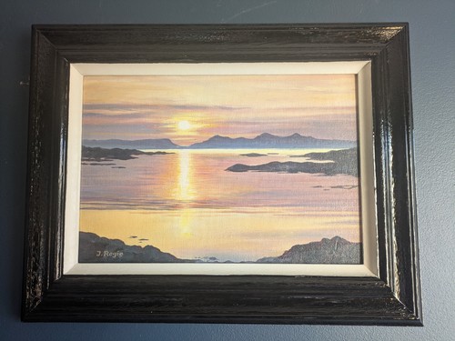 Original framed sunset oil - ,