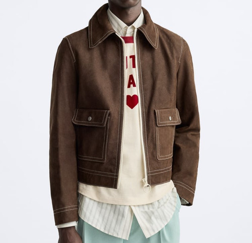 Zara unisex suede jacket with - zara,