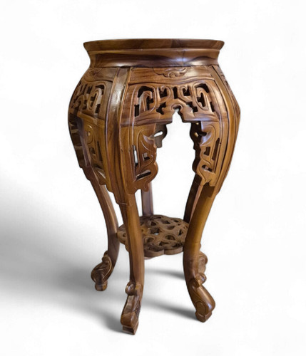 Wood side table - side, flower