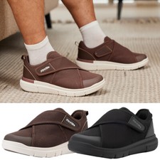 FitVille Men's Extra Wide Fit Diabetic Shoes Easy-Close Slippers Swollen Feet