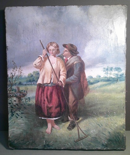 Antique oil painting canvas - painting,