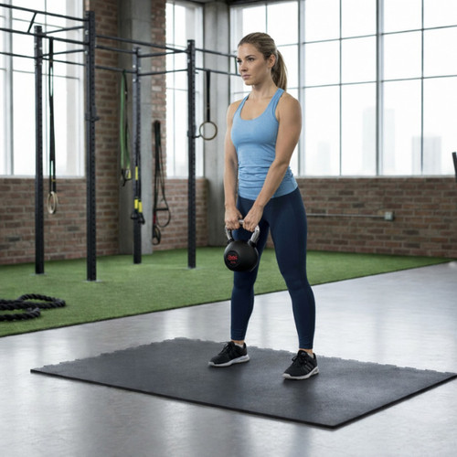 Black rubber kettlebell - black,