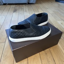 Gucci Micro Guccissima Leather Embossed GG Black Slip Ons - UK 6