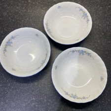 Seltmann Weiden Bavaria Porcelain, Blue Rose Cereal / Fruit Bowls X 3- W Germany