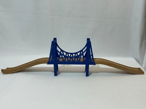 Wooden blue train - track, bridge