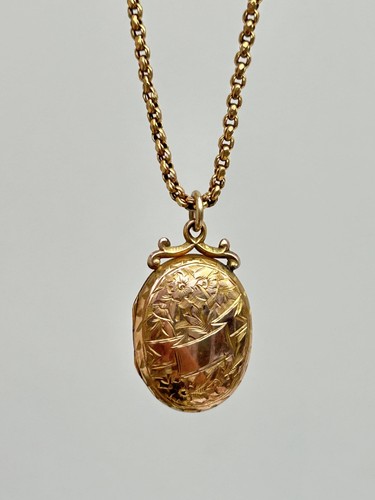 Antique 9ct gold ornate locket - antique,