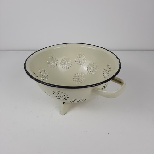 Vintage cream enamel colander - vintage,