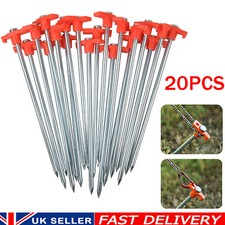 20PCS Heavy Duty Hard Ground 25cm Rock Peg Hook Top Camping Awning Tent UK