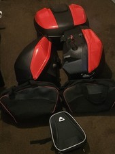 USED ONCE -Original DUCATI lateral Panniers plus Key + Tom Tom kit + Wind Screen