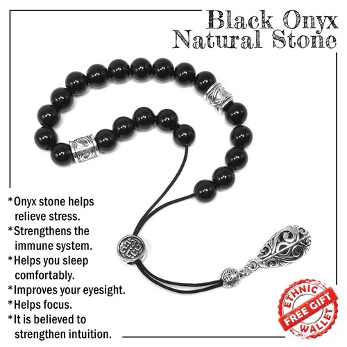 Black onyx greek komboloi - black,