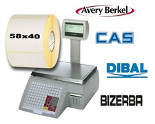 SCALE LABELS 58x40mm CAS Dibal, Bizerba, Avery Berkel- 8/ 16/ 24 44 48 Rolls 800