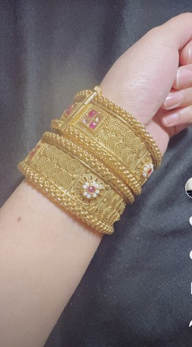 22ct gold plated bangles - gold, with