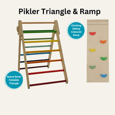Wooden Foldable Triangle Climber Step Training Ladder Pikler Toddler with Ramp
