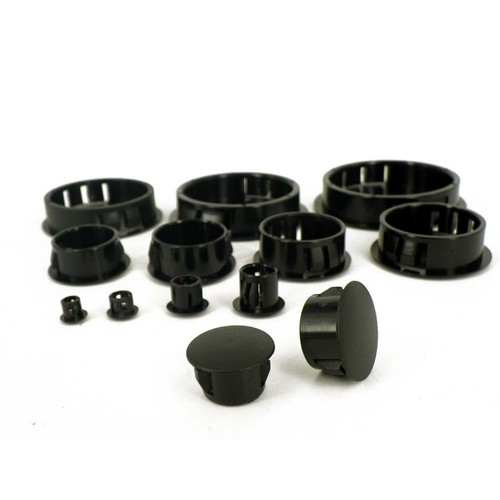 Round black plastic tube end - plastic,