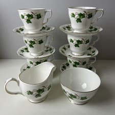 Colclough Ivy Leaf Fine Bone China 14 Piece Set Tea Service Made in England 