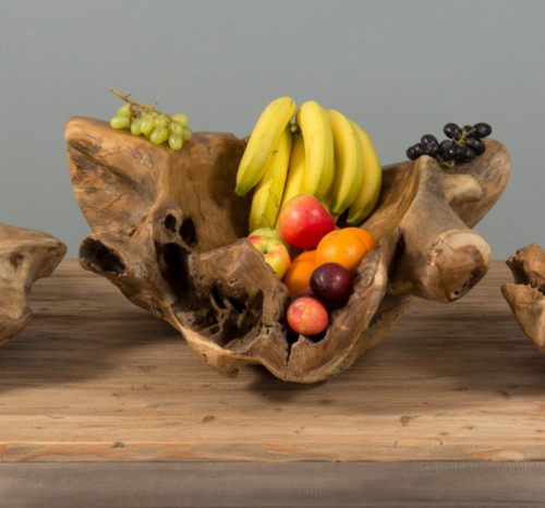 Reclaimed teak root fruit bowl - root,