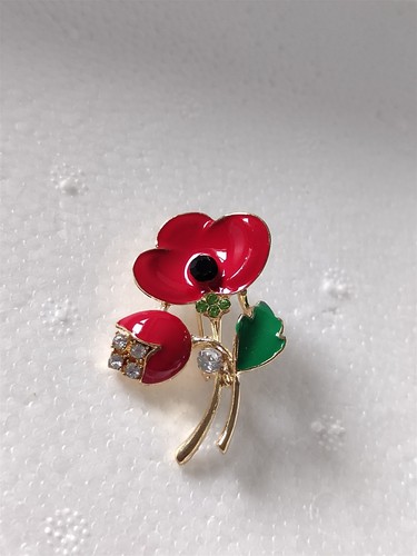 Brooch pin red - pin, poppyflower