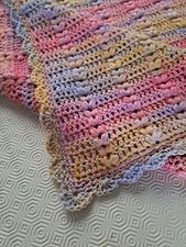  New handmade  crochet  baby blanket, 29 X 29 Inch  Soft Dk Acrylic # Sorbet Mix