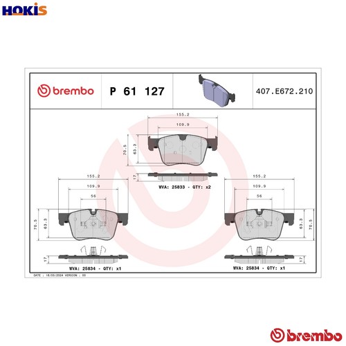 Brake pad set - pad, p