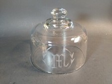 Glass Cheese Dome, monogrammed M  light scratching