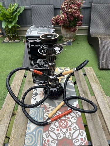 Boxed black glass hookah - black,