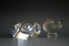 LALIQUE PINSON GLASS SEAL , AND SEVRES CANDLESTIC