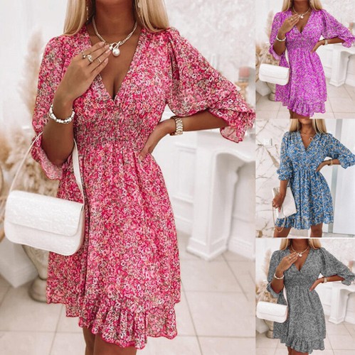 Women floral boho midi dress - women,