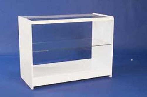 White one shelf glass display - ,