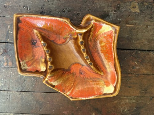 Vintage mcm orange drip - orange, glaze