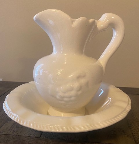 Vintage white ceramic pitcher - vintage,