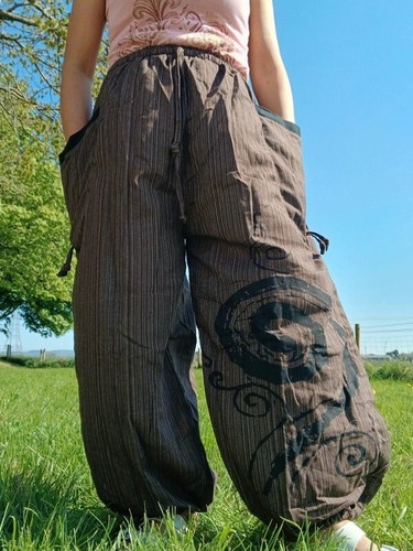 Brown harem pants wide leg - wide,