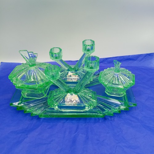 Bagley art deco uranium glass - art,