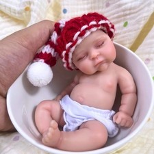 Mini 6 Inch Chubby Peaches Full Silicone Reborn Baby Doll Soft Solid Silicone