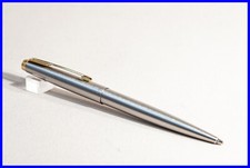 1981 Parker 35 Flighter Ballpoint Pen in Steel & Gold with New Refill - USA