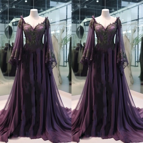 Purple gothic wedding dresses - purple,