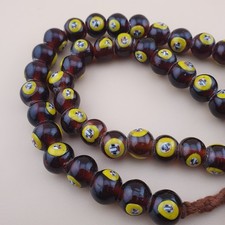 Vintage Venetian African Style Face Glass Beads Necklace 20 inches long