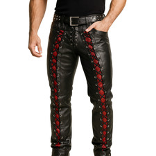 Men's Real Leather Biker Pants