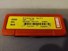 DORMER Machine Tap E500 ISO 529 HSS M3 No6 Set of 3 UNC Tap Straight Flutes