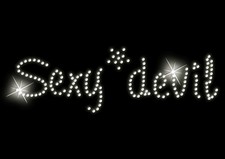 SEXY Devil Iron on Hen Night - Slogan -70s 80s Diamante Crystal t shirt Transfer