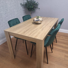 Dining Set of 4 Oak Effect