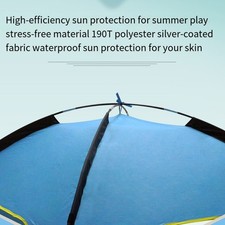 Portable sun shelter for beach with three sided open design and windproof ropes