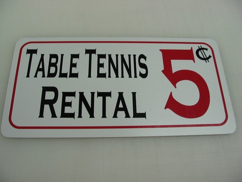 Table tennis rental - table, sign