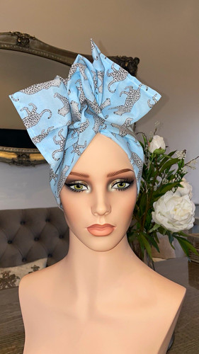 Women blue cotton - cotton, turban